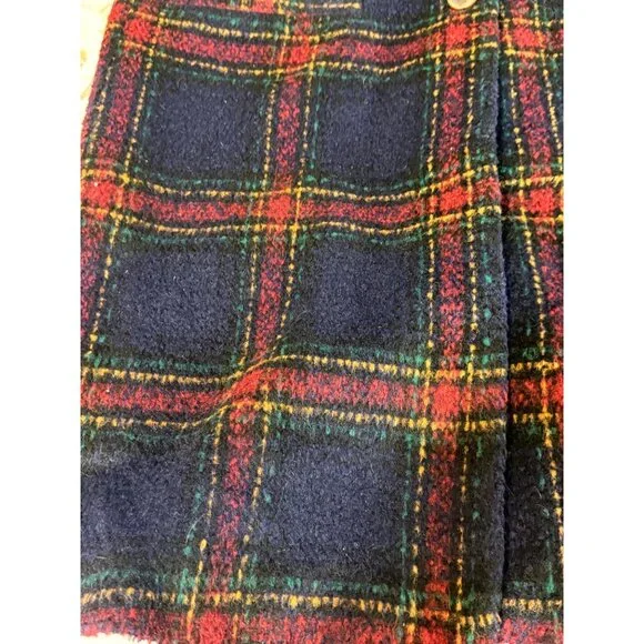 Old Navy Womens Size SMALL Navy Red Plaid Coat Wool Blend Long Duster - Picture 3 of 10